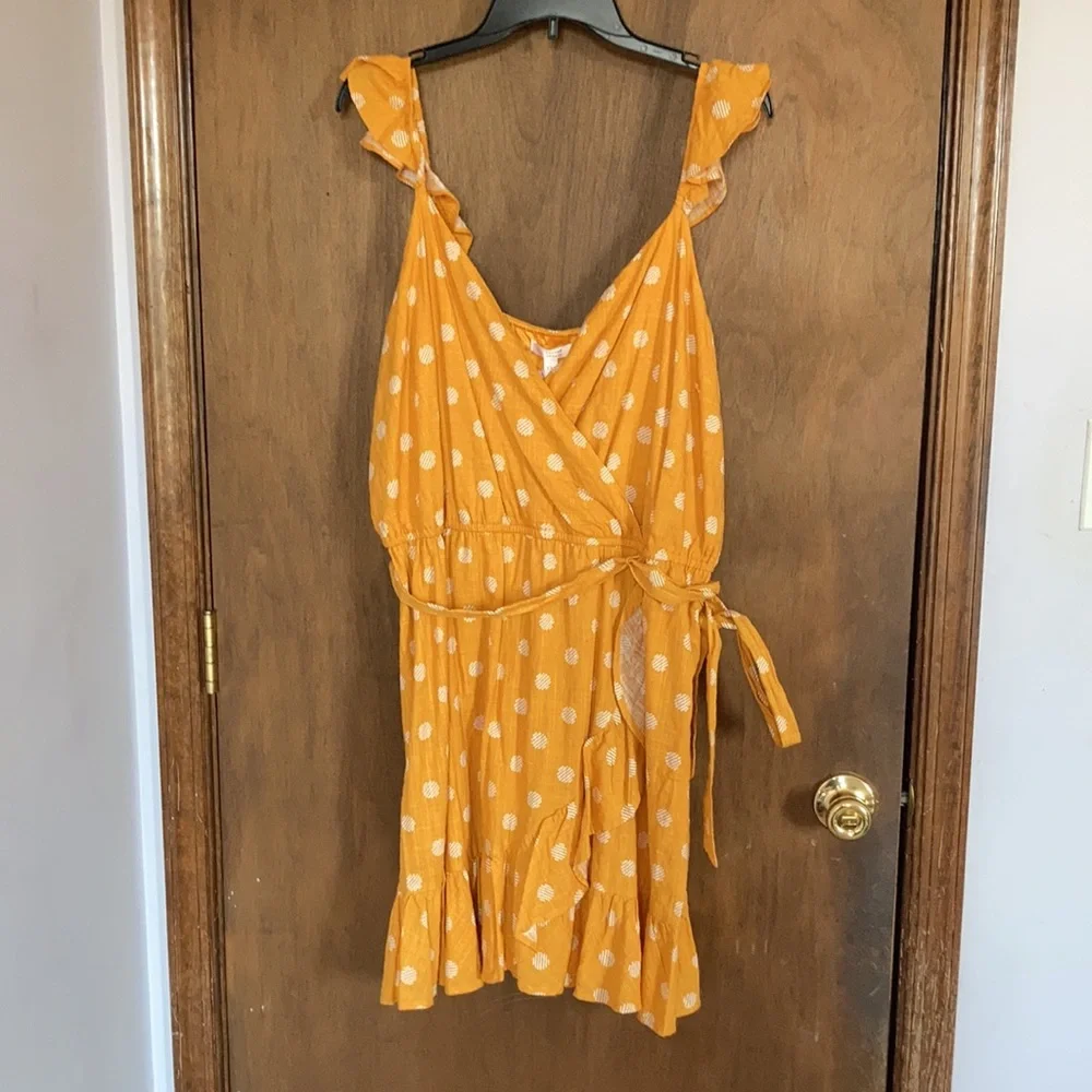 LC Lauren Conrad print faux wrap dress ruffle detail elastic waist XXL - Picture 3 of 17